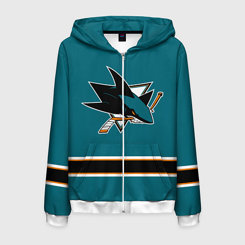 Мужская толстовка на молнии Сан-Хосе Шаркс Форма1 / 3D-Белый – фото 1