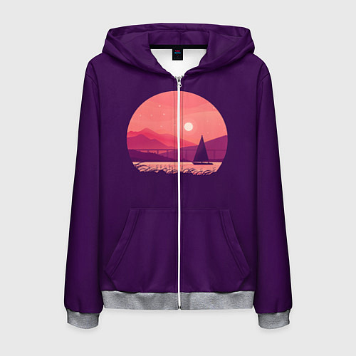 Мужская толстовка на молнии Закат на озере / 3D-Меланж – фото 1
