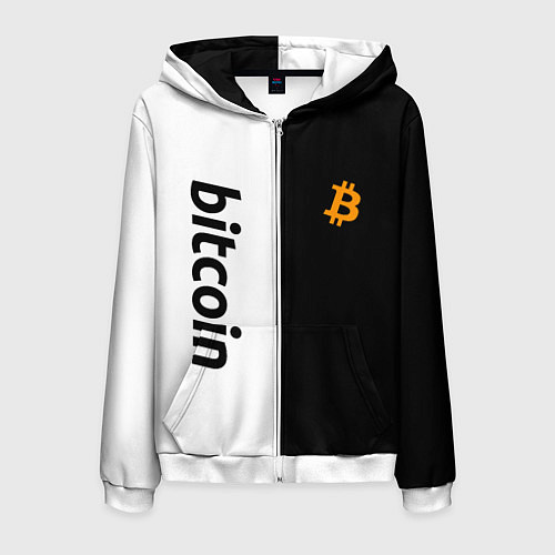 Мужская толстовка на молнии БИТКОИН BITCOIN Z / 3D-Белый – фото 1