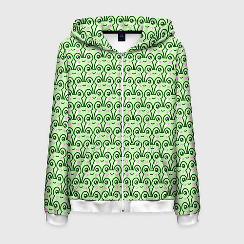 Мужская толстовка на молнии Милые лягушки / 3D-Белый – фото 1