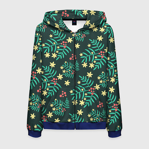 Мужская толстовка на молнии Рябина / 3D-Синий – фото 1