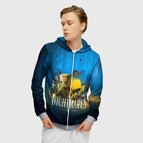 Мужская толстовка на молнии LITTLE NIGHTMARES 2 / 3D-Меланж – фото 3