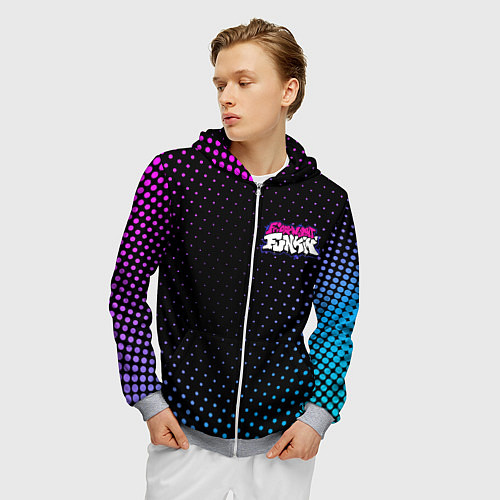 Мужская толстовка на молнии Friday Night Funkin / 3D-Меланж – фото 3