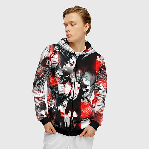 Мужская толстовка на молнии ТЕТРАДЬ СМЕРТИ / 3D-Черный – фото 3