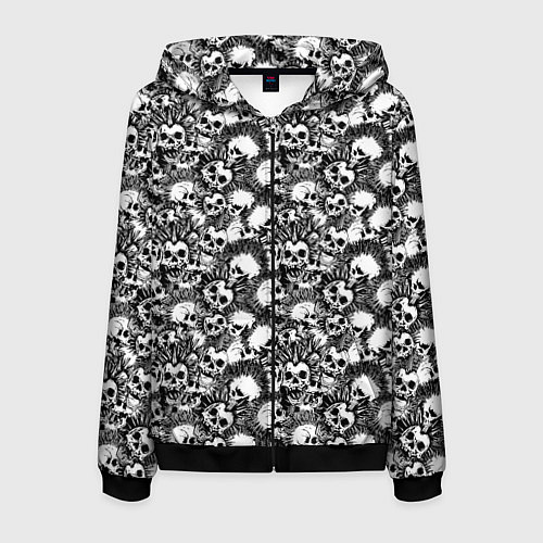 Мужская толстовка на молнии Punks not Dead / 3D-Черный – фото 1