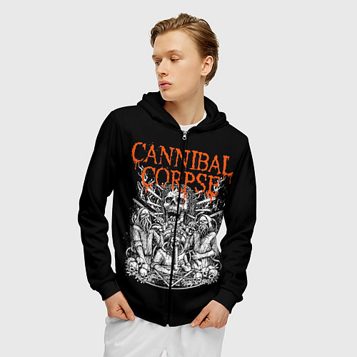 Мужская толстовка на молнии Cannibal Corpse / 3D-Черный – фото 3
