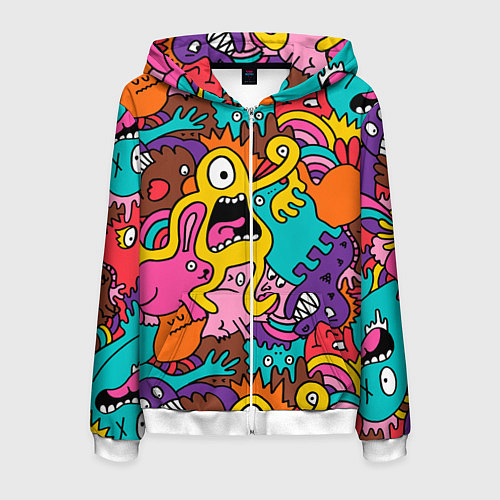 Мужская толстовка на молнии Crazy abstraction / 3D-Белый – фото 1