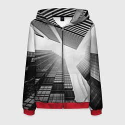 Толстовка 3D на молнии мужская Минимализм, цвет: 3D-красный