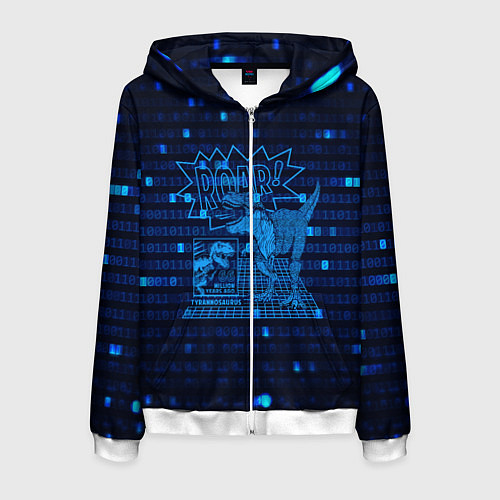 Мужская толстовка на молнии Проекция динозавра в 3D / 3D-Белый – фото 1