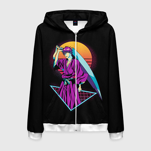 Мужская толстовка на молнии Retro - Ичиго Куросаки / 3D-Белый – фото 1