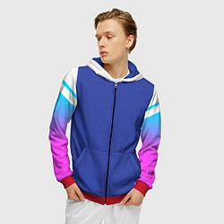 Толстовка 3D на молнии мужская NEON GRADIENT FITNESS UNIFORM, цвет: 3D-красный — фото 2