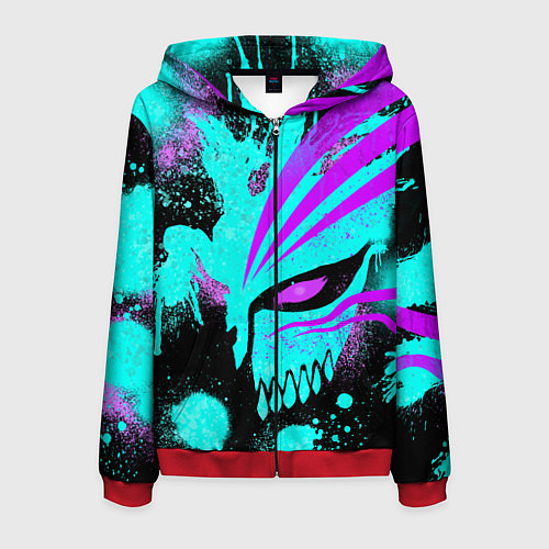 Мужская толстовка на молнии БЛИЧ МАСКА ПУСТОГО НЕОН / 3D-Красный – фото 1