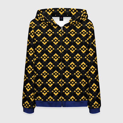 Мужская толстовка на молнии ЭМБЛЕМА БИНАНС ПАТТЕРН BINANCE / 3D-Синий – фото 1