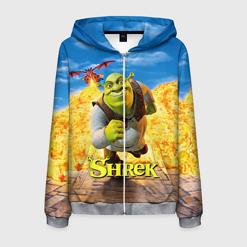Мужская толстовка на молнии Шрек и дракон / 3D-Меланж – фото 1