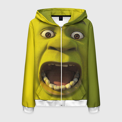 Мужская толстовка на молнии Shrek is Yelling / 3D-Белый – фото 1