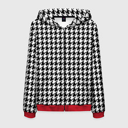 Толстовка 3D на молнии мужская Гусиная лапка, цвет: 3D-красный