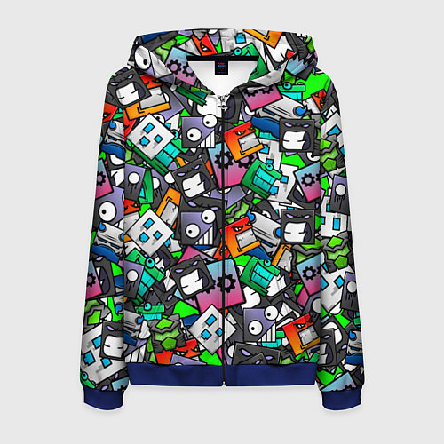 Мужская толстовка на молнии Geometry Dash: Pattern Z / 3D-Синий – фото 1