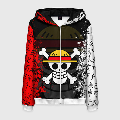 Мужская толстовка на молнии ONE PIECE ВАН ПИС ЧЕРЕП / 3D-Белый – фото 1