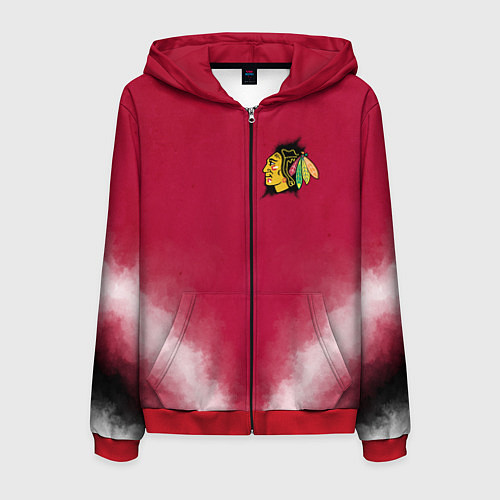 Мужская толстовка на молнии Chicago Blackhawks / 3D-Красный – фото 1