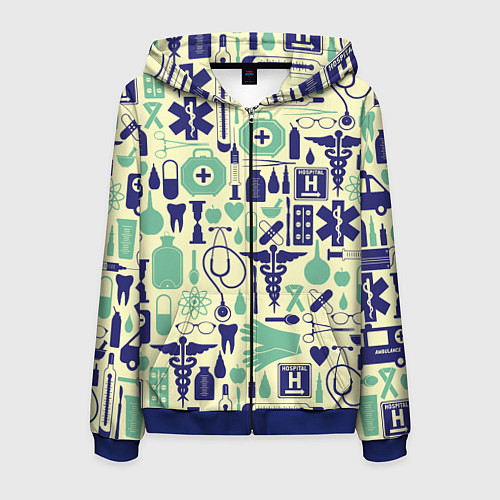 Мужская толстовка на молнии Медицина Паттерн Z / 3D-Синий – фото 1