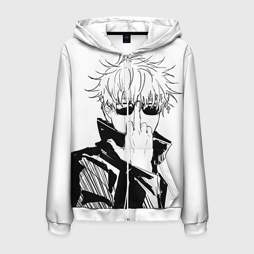 Мужская толстовка на молнии Магическая битва Годжо / 3D-Белый – фото 1