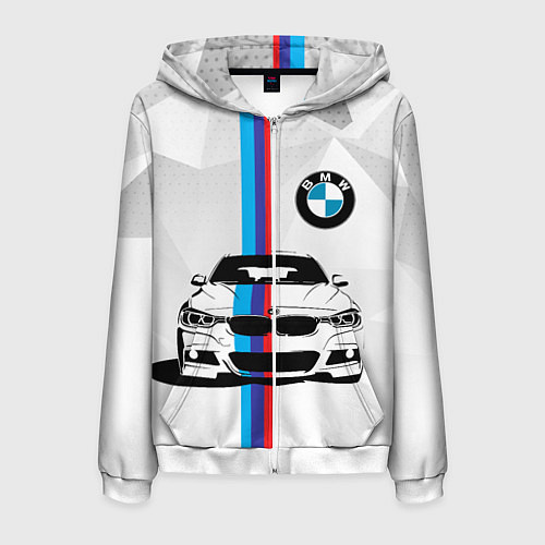 Мужская толстовка на молнии BMW БМВ M PERFORMANCE / 3D-Белый – фото 1