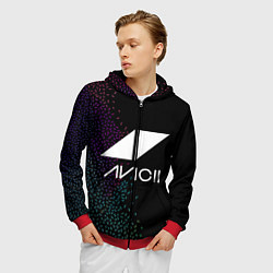 Толстовка 3D на молнии мужская AVICII RAIBOW STYLE, цвет: 3D-красный — фото 2