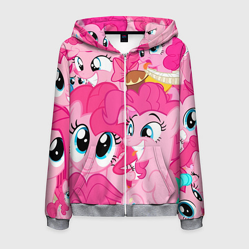 Мужская толстовка на молнии Pinkie Pie pattern / 3D-Меланж – фото 1