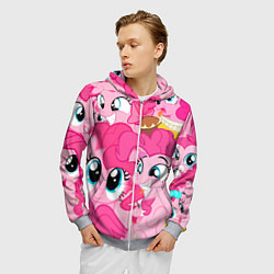 Толстовка 3D на молнии мужская Pinkie Pie pattern, цвет: 3D-меланж — фото 2