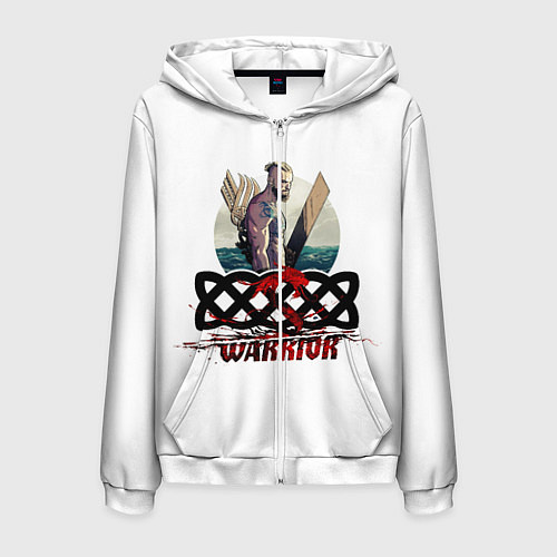 Мужская толстовка на молнии Викинг Бьёрн Железнобокий / 3D-Белый – фото 1