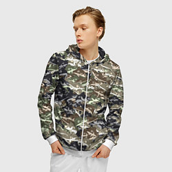 Толстовка 3D на молнии мужская Камуфляж для рыбака, цвет: 3D-белый — фото 2