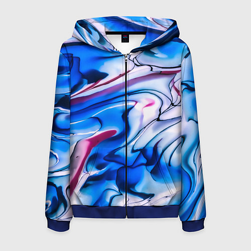 Мужская толстовка на молнии ТАЙ ДАЙ ОКЕАН ЧЕРНИЛ / 3D-Синий – фото 1