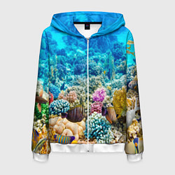 Толстовка 3D на молнии мужская Риф, цвет: 3D-белый