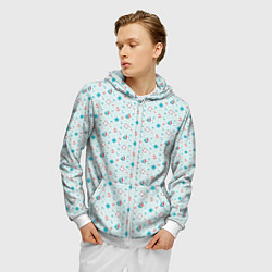 Толстовка 3D на молнии мужская Морской узор, цвет: 3D-белый — фото 2
