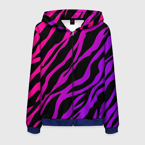 Мужская толстовка на молнии Похоже на зебру / 3D-Синий – фото 1