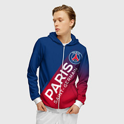 Толстовка 3D на молнии мужская ФК ПСЖ PARIS SAINT GERMAIN, цвет: 3D-белый — фото 2