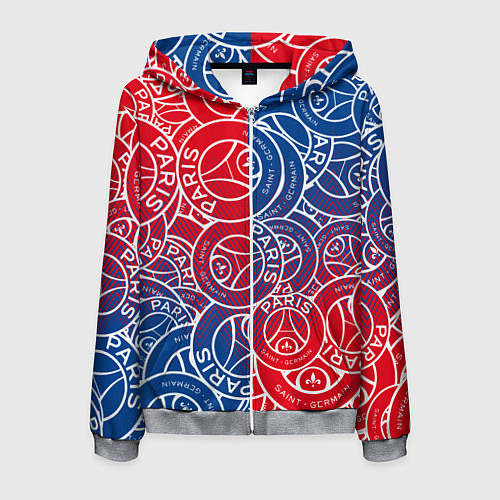 Мужская толстовка на молнии ФК ПСЖ PARIS SAINT GERMAIN / 3D-Меланж – фото 1