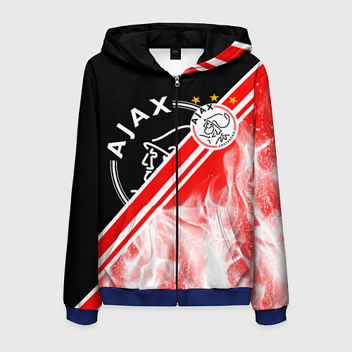 Мужская толстовка на молнии FC AJAX AMSTERDAM ФК АЯКС / 3D-Синий – фото 1