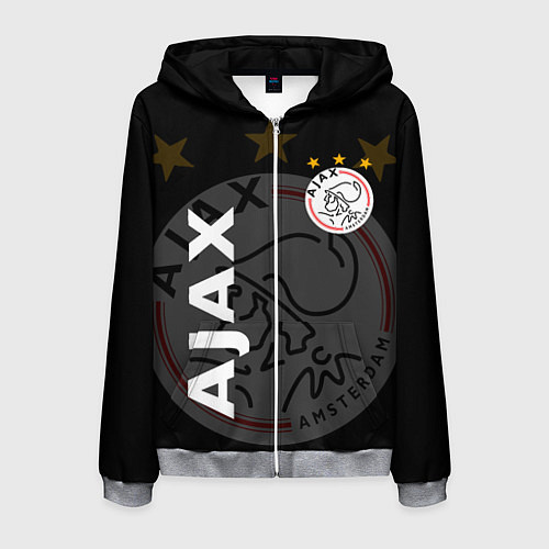 Мужская толстовка на молнии FC AJAX AMSTERDAM ФК АЯКС / 3D-Меланж – фото 1