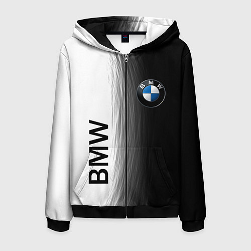 Мужская толстовка на молнии Black and White BMW / 3D-Черный – фото 1