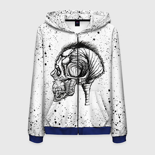 Мужская толстовка на молнии Череп Зверь и Брызги / 3D-Синий – фото 1