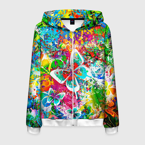 Мужская толстовка на молнии ЯРКИЕ КРАСКИ / 3D-Белый – фото 1