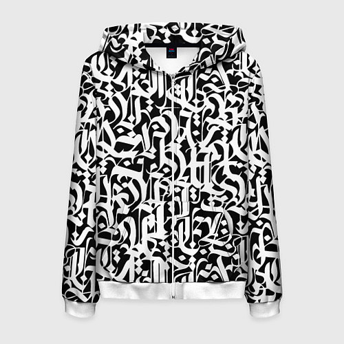 Мужская толстовка на молнии КАЛЛИГРАФИЯ CALLIGRAPHY / 3D-Белый – фото 1