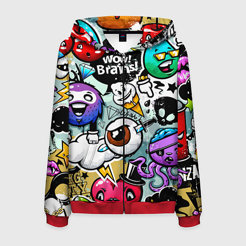 Мужская толстовка на молнии Граффити / 3D-Красный – фото 1