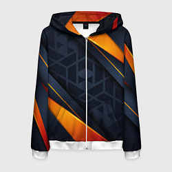 Толстовка 3D на молнии мужская BLACK ORANGE, цвет: 3D-белый