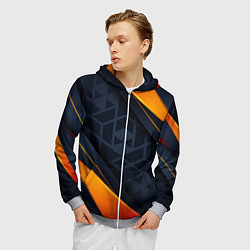 Толстовка 3D на молнии мужская BLACK ORANGE, цвет: 3D-меланж — фото 2