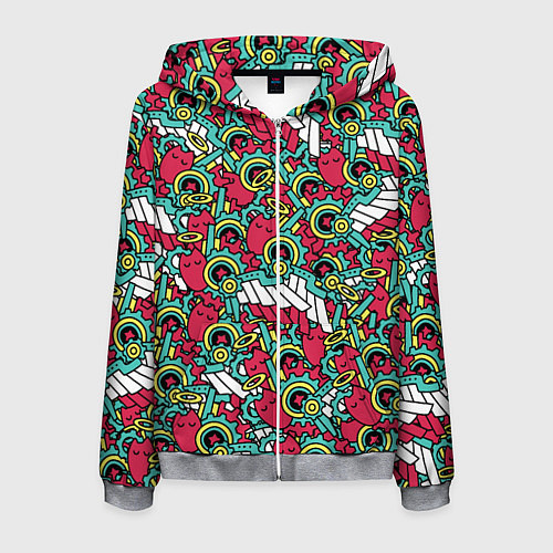 Мужская толстовка на молнии РЭКИ КЯН ПАТТЕРН SK8 / 3D-Меланж – фото 1