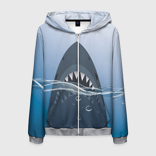 Мужская толстовка на молнии Акула под водой / 3D-Меланж – фото 1