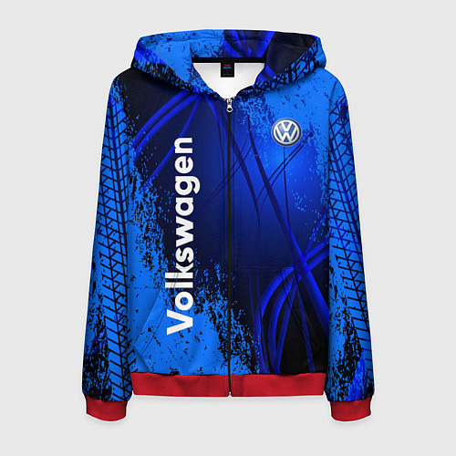 Мужская толстовка на молнии Volkswagen / 3D-Красный – фото 1