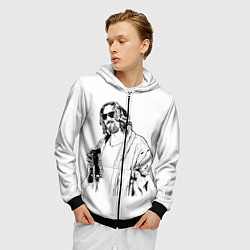 Толстовка 3D на молнии мужская Большой Лебовски Big Lebowski, цвет: 3D-черный — фото 2